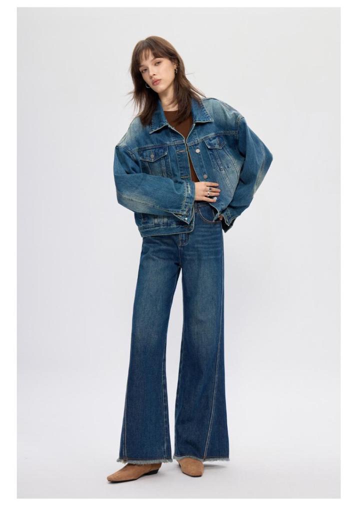 Women's 2025 Vintage High-Waisted Slimming Denim Jacket - Faded Retro Loose-Fit