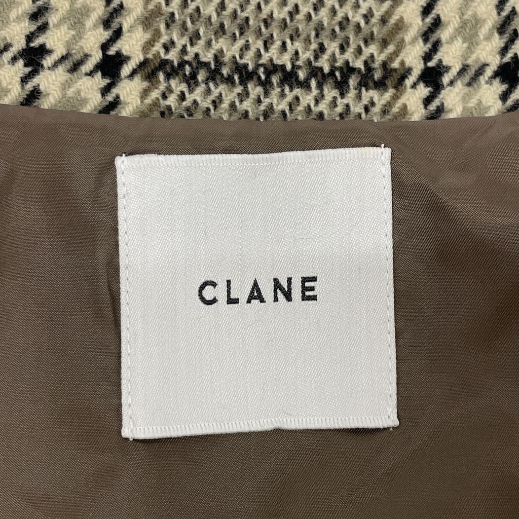 CLANE [Good Condition/23AW] 15104-0512 ROUND SLEEVE SHORT JACKET Check Short Jacket 2 BrownUsed