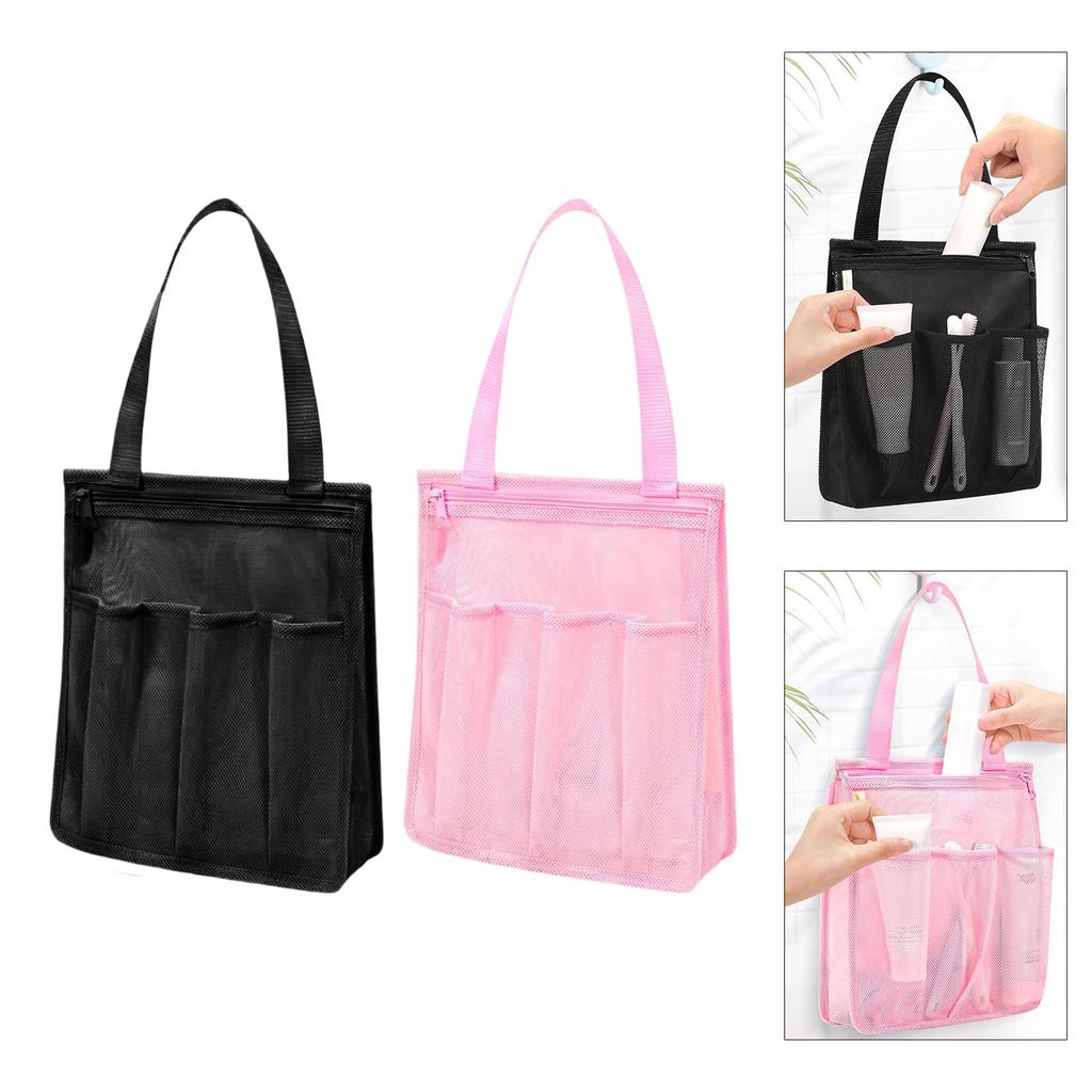 Portable Mesh Shower Bag for Beach Gym Travel Ventilated Bath Storage Organizers With Hanging Hook