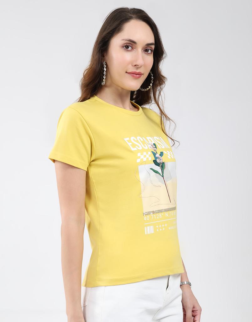 Monte Carlo Women's Round Neck Half Sleeve Top
