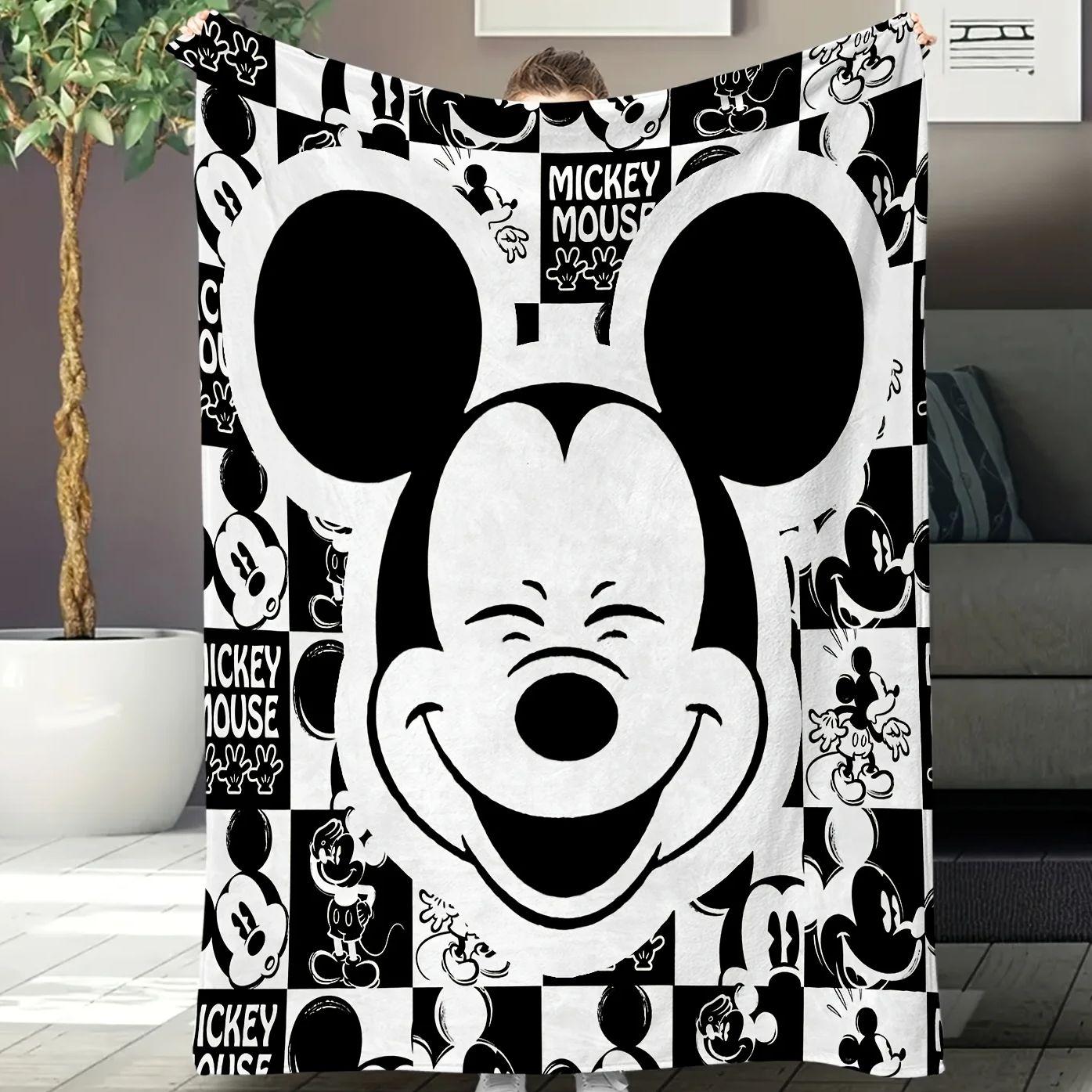 

1pc Disney Mickey Mouse Blanket - Soft Flannel 2D Print, Ideal for Cozy Home Decor & Camping Trips, All-Season Gift for Cartoon 100X150cm