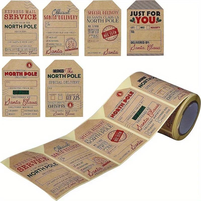 

200 Christmas gift label stickers rolls, holiday gift labels, paper seal stickers for Christmas and Thanksgiving packaging