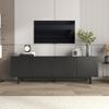 TV Cabinet, Modern Lowboard with 4 Push-to-open Doors, Adjustable Shelves & Solid Wood Legs, Elegant TV Furniture for Living Room