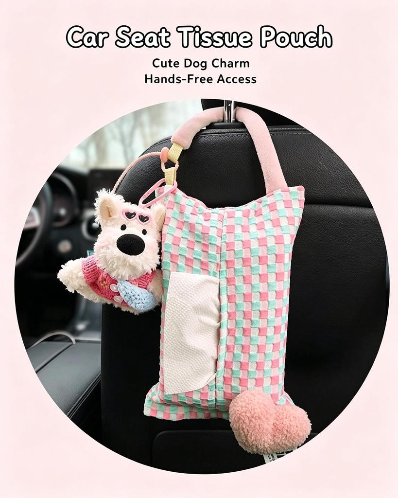 Cute Westie Dog Car Tissue Holder Hanging Car Seat Tissue Storage Bag