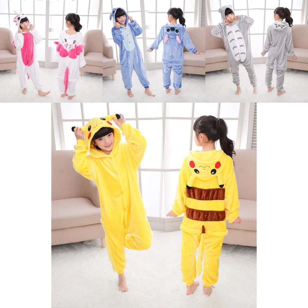 Hochwertiger Halloween Kinderpyjama Cosplay-Kostüm mit Pokemon Pikachu Drache Kuh Designs