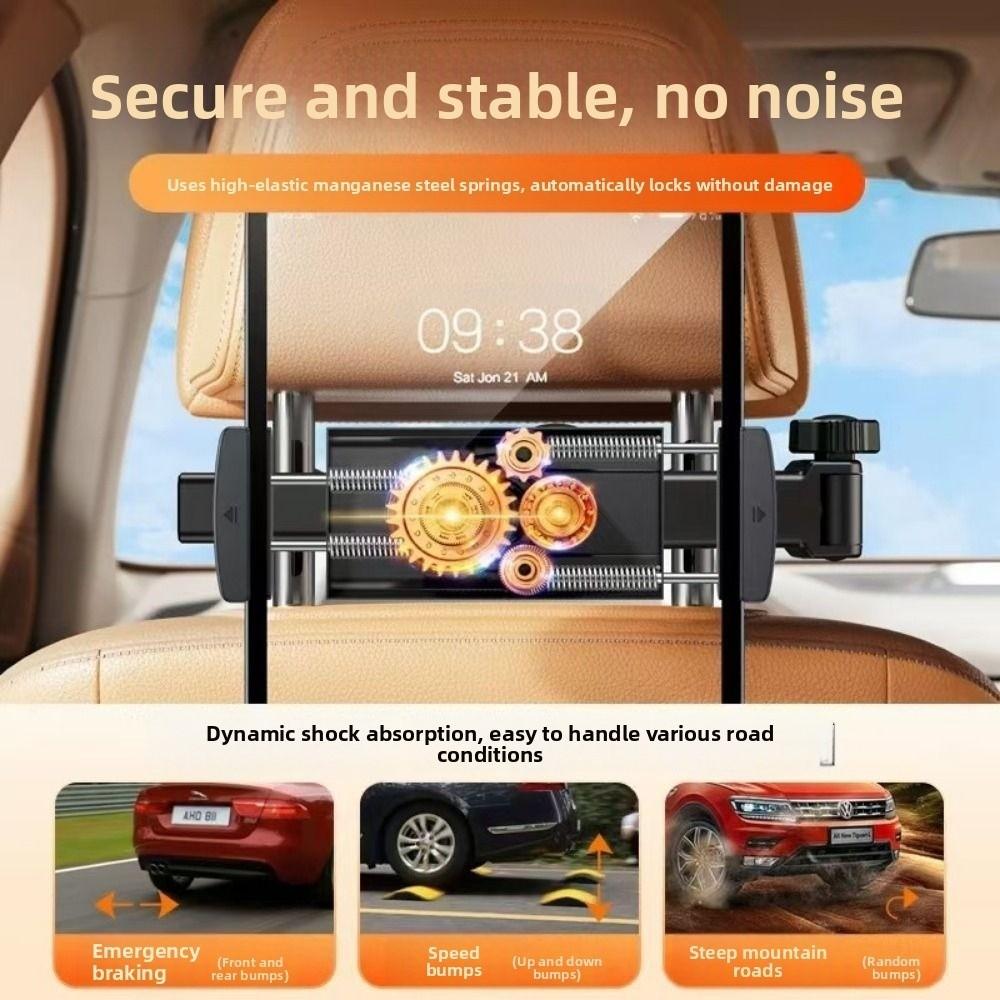 Extension Arm Car Headrest Tablet Holder Adjustable Telescopic Tablet Bracket  Kids Road Trip