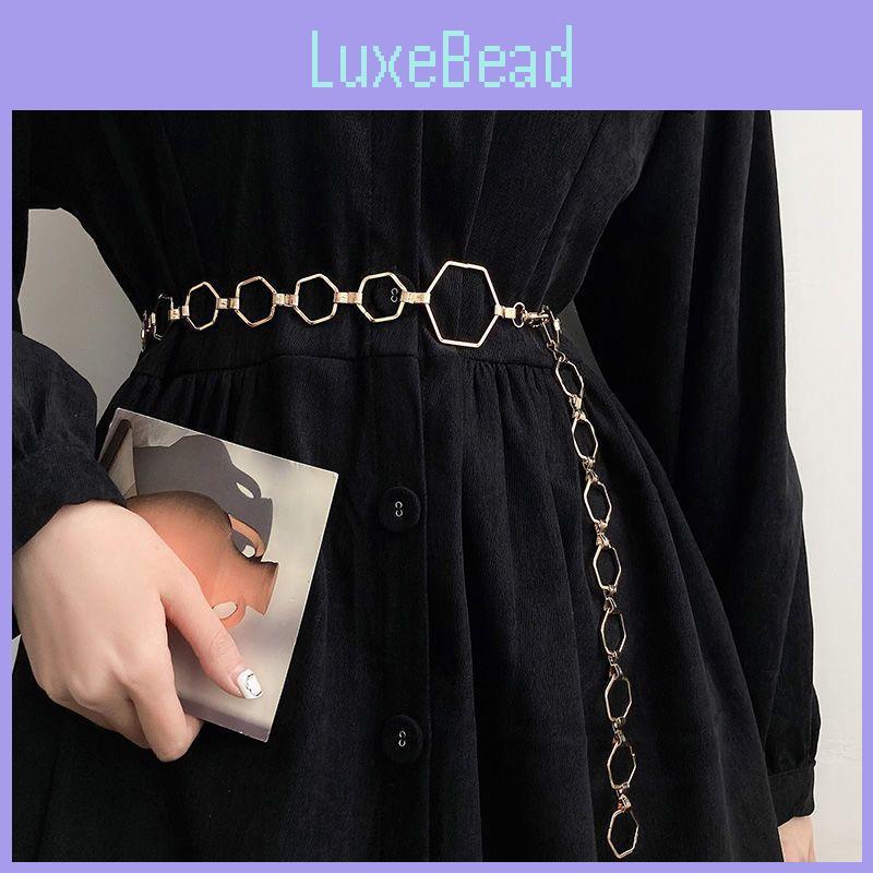 Elegant Hexagonal Waist Chain For Women Stylish Dress Accessory Versatile Metal Belt