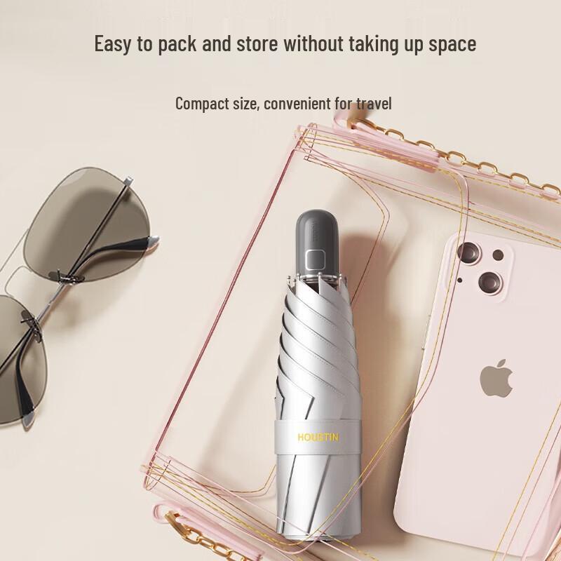 ZUODU Automatic Three-Fold Double-Layer Titanium Silver Sunshade Umbrella