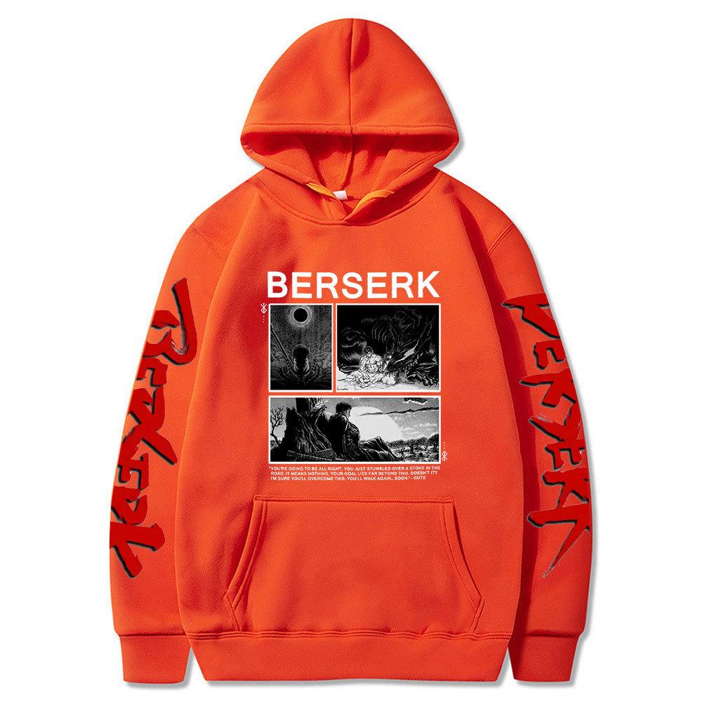 Japanese Anime Berserk Guts Print Manga Hoodie Fashion Autumn Winter Fleece Streetwear Tops