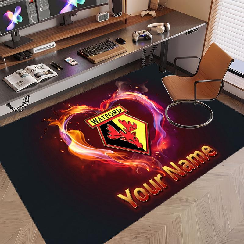 Custom Rug Watford FC Pattern Print Name Text Soft Non‑Slip Floor Carpet for Home Indoor Decoration