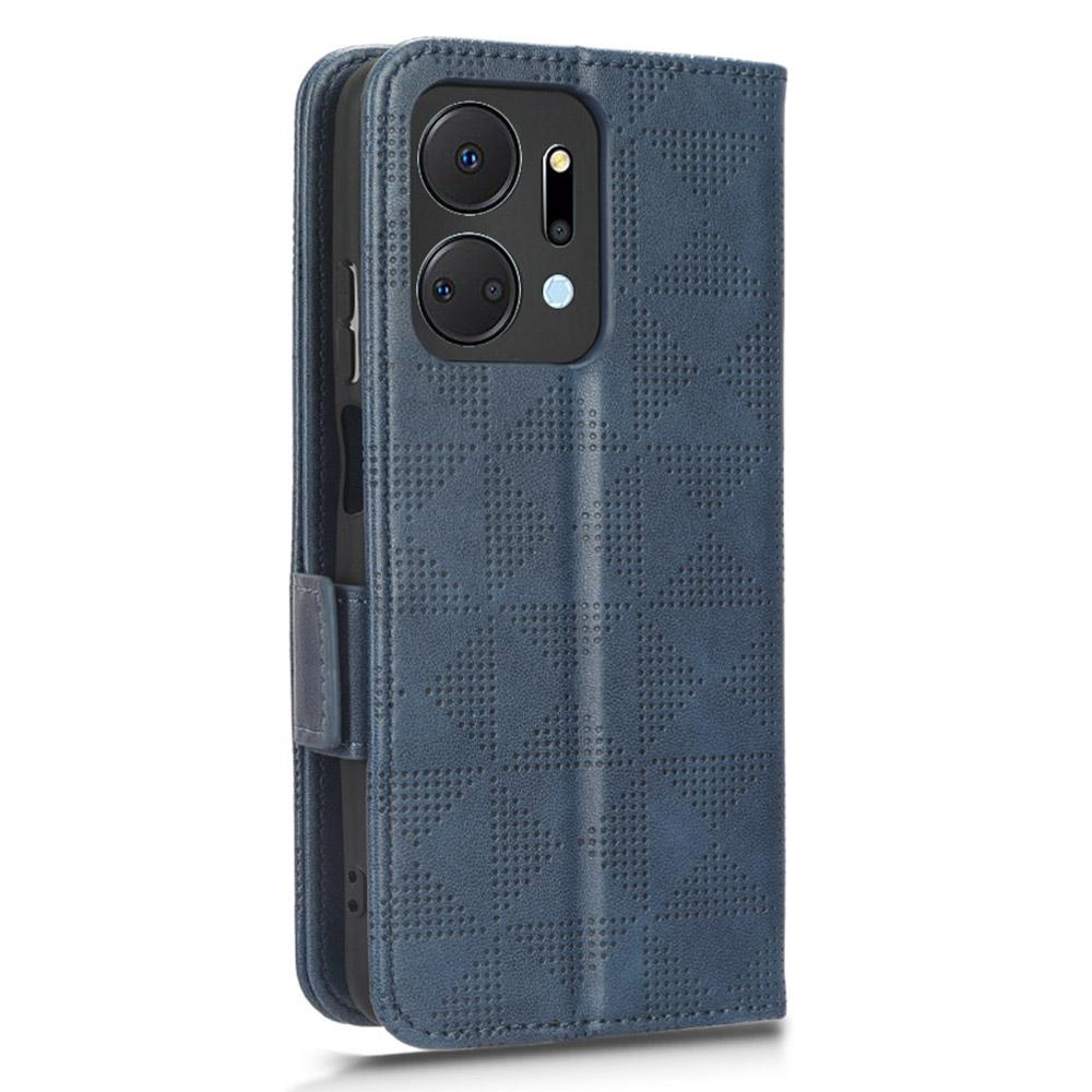 For Honor X7a 5G Wallet Stand Phone Shell Cover Imprinted Triangle Pattern Phone Case
