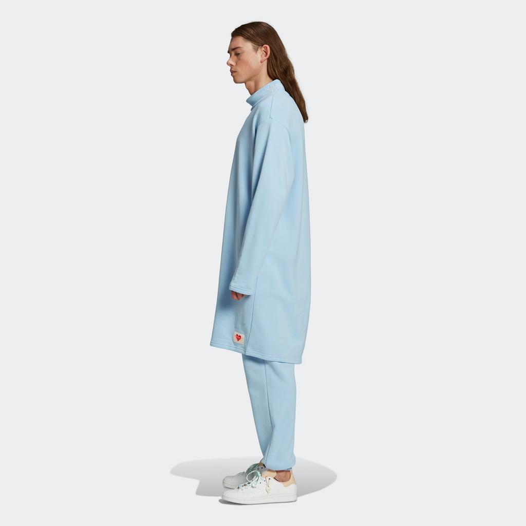 adidas V-Day Tunic Solid Color Stand Collar Loose Long Sleeve Mid-Length Sweatshirt Unisex Tops Blue HI6013