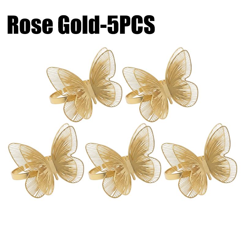 Hollow Butterfly Napkin Ring Metal Buckle Simple Nordic Style DIY Dinner Table Ornament For Wedding Dinner Party Celebration