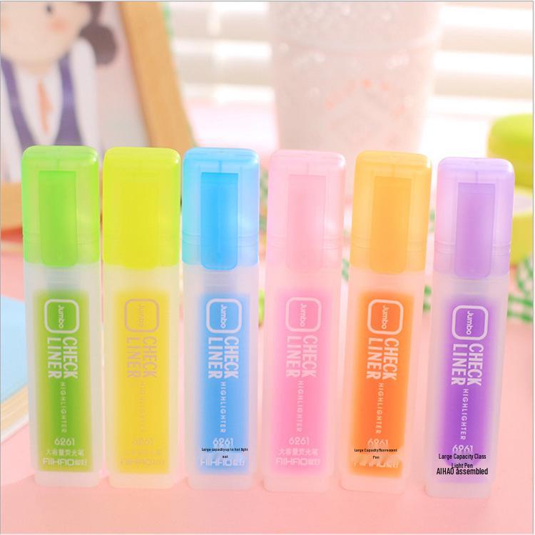 

Hobby 6-Color Large Capacity Oblique Tip Highlighters: Creative Stationery for Students синій