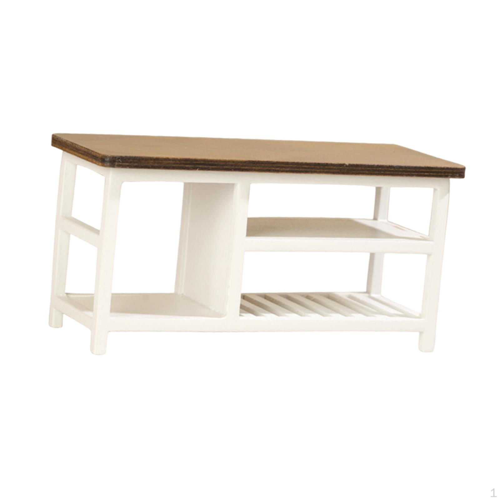 Dollhouse Computer Desk 1:12 Scale Miniature Table for Boys Girls Birthday Gifts Doll House dark wood