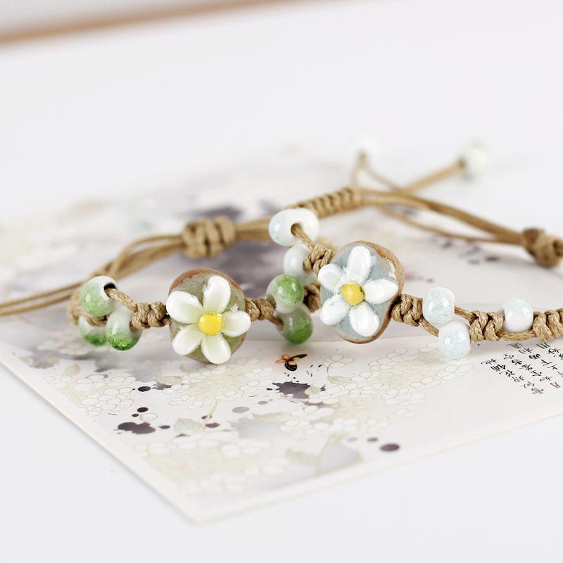 Broken Bridge Ceramic Floral Handmade Bracelet - Women's Fashion Jewelry