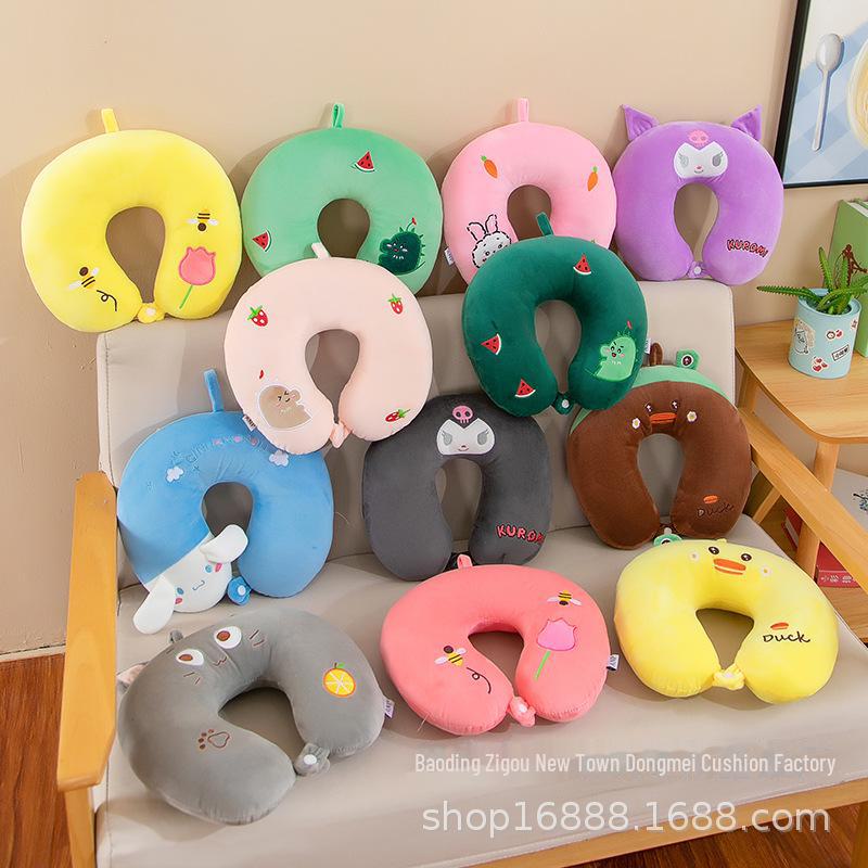 Cartoon U-Shaped Neck Pillow for Office, School, Travel, and Driving - Portable with Printed Logo