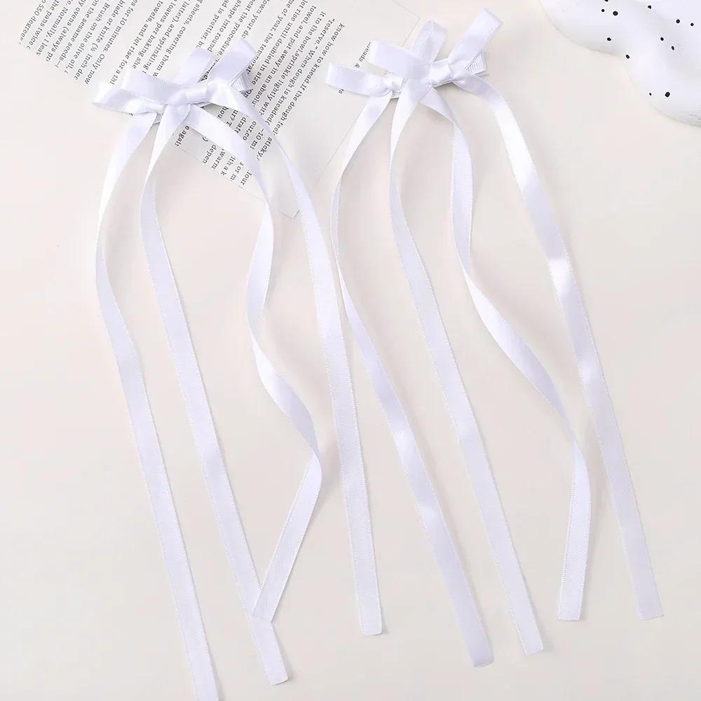 2 Pcs Fabric Hair Bow Hairpin for Women Girls Ribbon Hair Clips Headwear Black White Bow Top Clip Female Hair Accessories