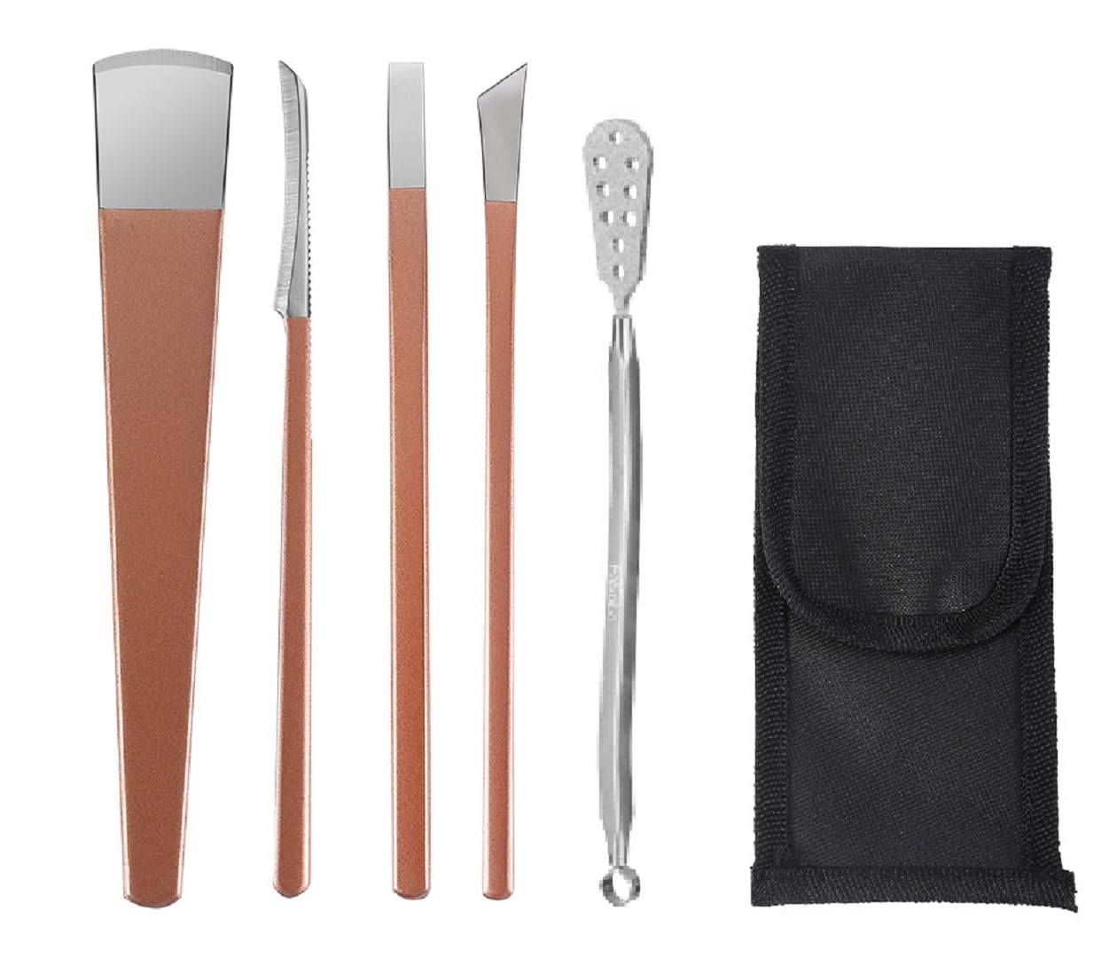 

foot care set for and Includes a stainless steel pedicle and storage Model Korean-style nails, feet, heels. case. QT-160 (Rose Gold).