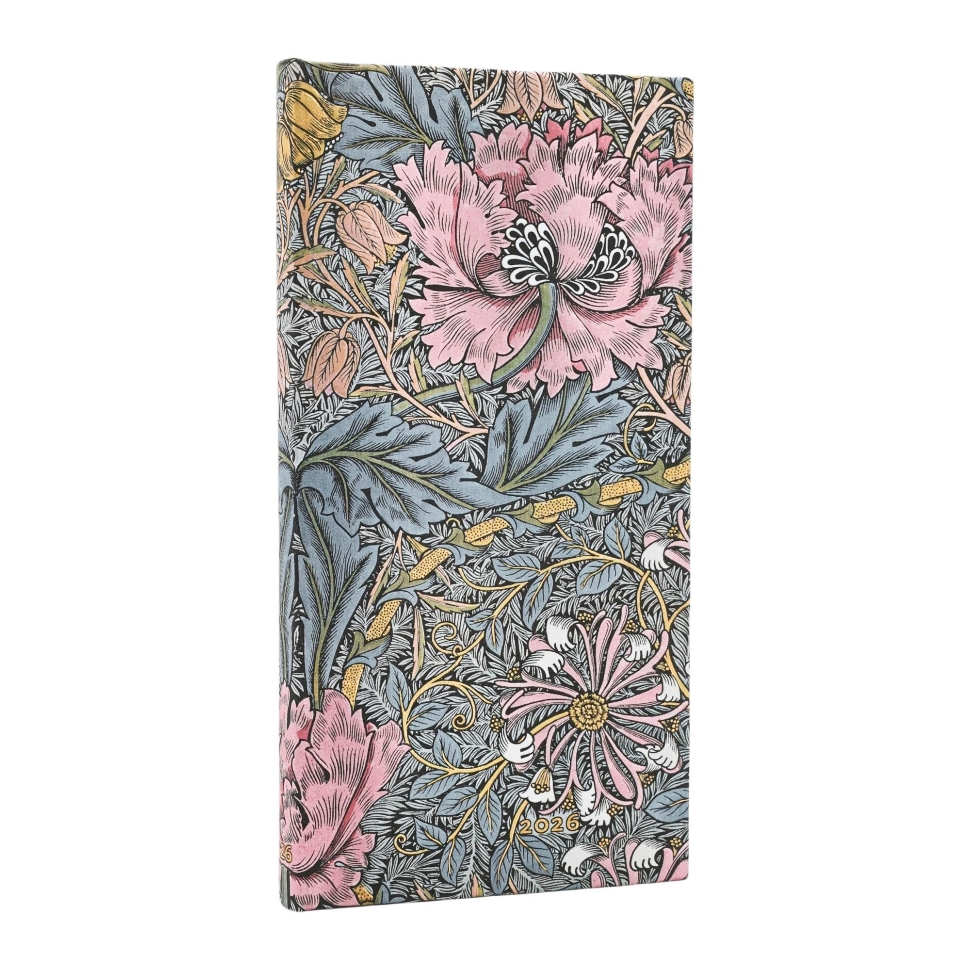 

Paperblanks 2026 Diary English Edition Hardcover Morris Pink Honeysuckle Slim DE0749-5