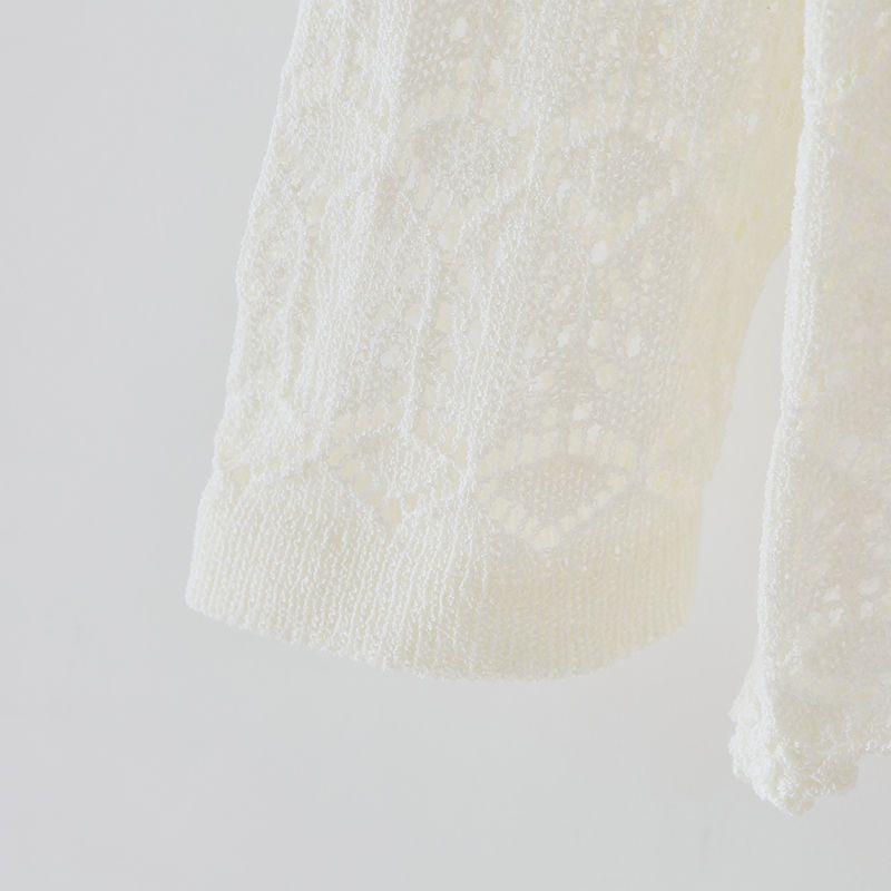 Summer Women's Cut-out Knit Sweater Thin Short Three-quarter Sleeve Sunscreen Cardigan