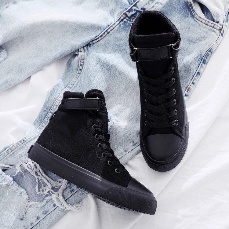 Autumn and Winter High-top Couple Large-size Canvas Board Shoes Children Black Velvet Cotton Shoes Work Leisure Flat-bottom Fashion Trend