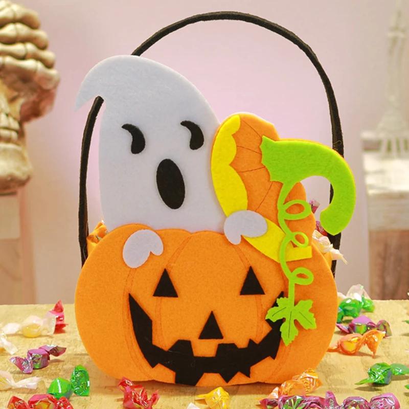 1-6 STÜCK Halloween Süßigkeitenbeutel für Kinder Filz Kürbis Geschenk Tragetasche Feiertagsparty Halloween Dekorationen Zubehör