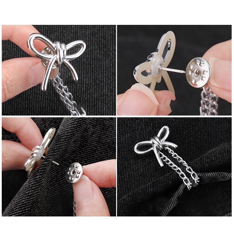 Women's Adjustable Clothes Clips with Butterfly Decorations - Instant Sleeve Shortening, Suitable for Shirts, Dresses, Pants