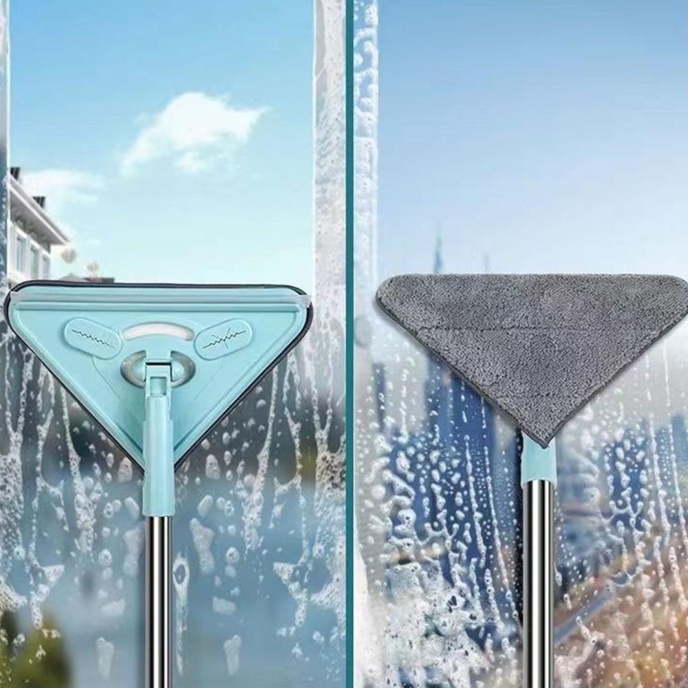 360° Rotatable Multifunctional Triangle Mop,Wall Cleaning Tool with Long Handle,Wet and Dry Triangular Window Squeegee Mops