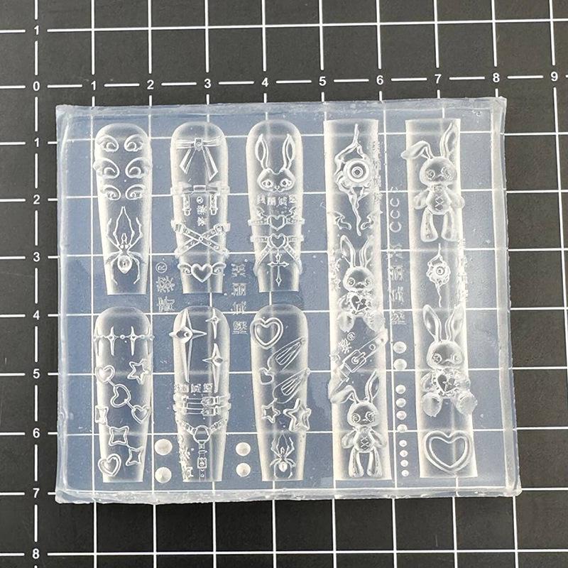 Custom Dark Punk Rabbit Spider Belt Nail Art Stencils - Handmade DIY Wearable Nail Decor Accessories