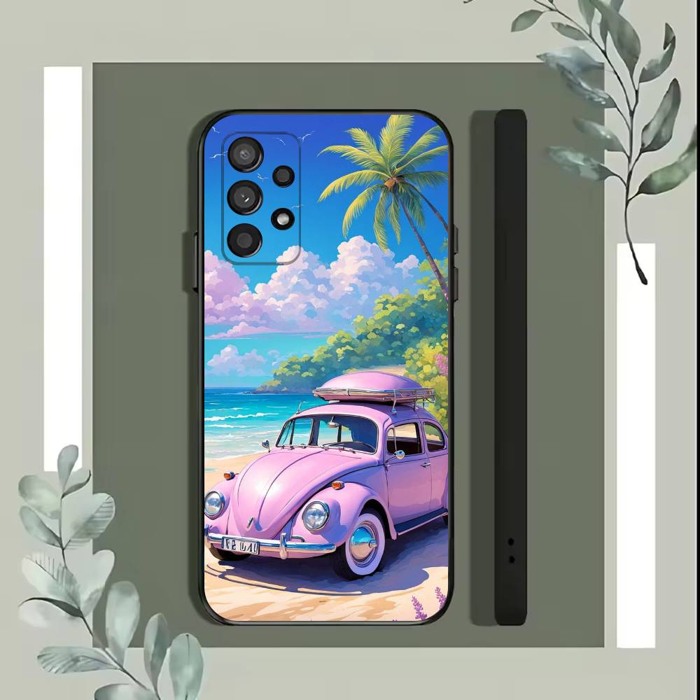 Combi Van Surf Phone Case For Samsung S25,S24,S21,S22,S23,S30,Ultra,S20,Plus,Fe,Lite,5G Black Cover