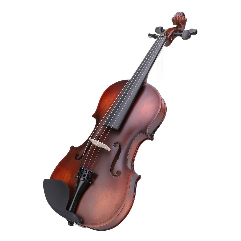 1 2 Violin Set Antique Matte Wood Violin with Case Bow Shoulder Rest Sticker Strings Cleaning Cloth Mute