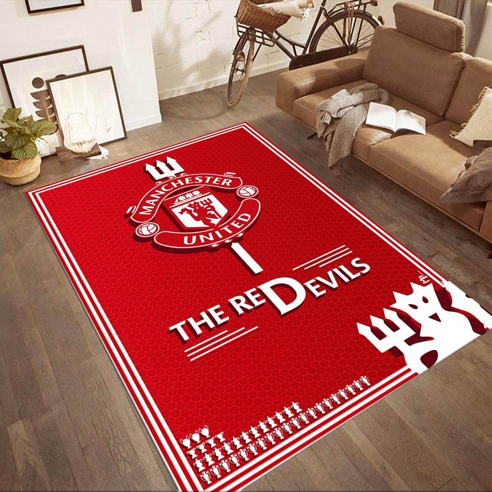 Manchester Logo Square rugs are a great choice for living rooms, bedrooms, home décor, and as gifts.