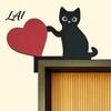 Wooden Animal Wall Art Cartoon Cat Door Frame Pendant Cute Black Corner Decorative Sticker Decoration for Photo Frames And Cabinets Funny Topper