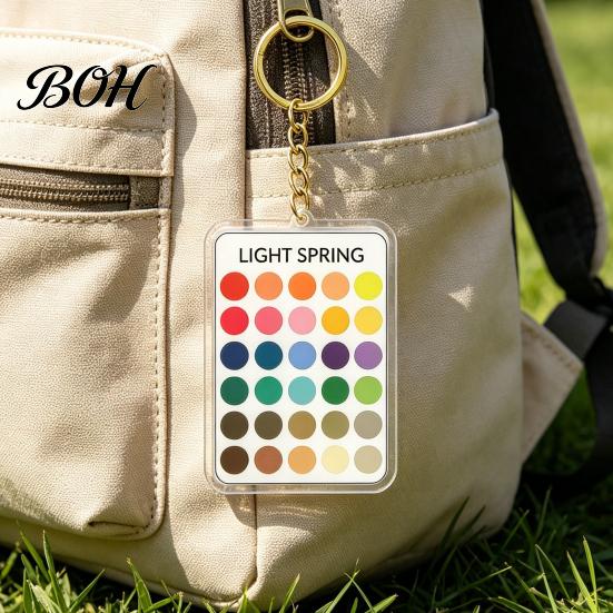 Makeup Color Guide 2Pcs Palette Keychain Pendant, Clear Acrylic Season Analysis Swatches Wardrobe Matcher Keychain, Card, Gifts for Fashion