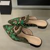 Fashion Eilyken Summer Design Embroidery Pointed Toe Mules Women Slippers Low Heels Party Shoes Fashion Zapatos De Mujer