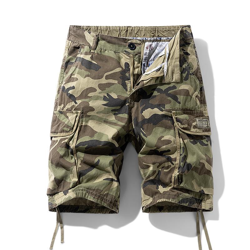 Herren Sommer Freizeithose Camouflage Mehrere Taschen Cargo-Shorts Mittlere Taille Fünf-Punkt-Hose Locker Outdoor Streetwear Große Größen Atmungsaktive Kurze Hosen