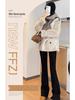 Women's Fleece-Lined High-Waisted Black Flared Denim Pants - 2025 Autumn/Winter Trend