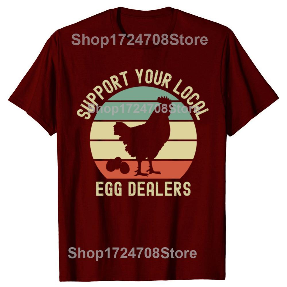 Funny Vintage Local Egg Dealer Farmer Chicken Egg Lover Graphic T-shirt Hip Hop Oversized T Shirt 100% Cotton Comfort T-shirts