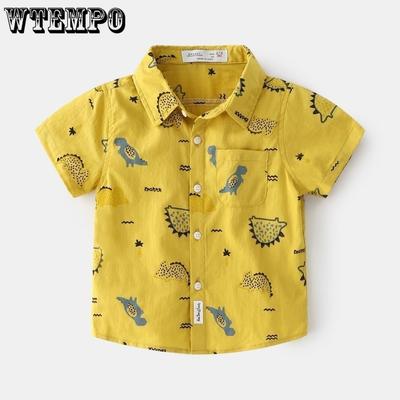 Children's Shirt Summer Edition Boys' Korean Cartoon Full Print Shirt Baby Short Sleeve Shirt Trend