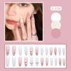 24Pcs Frosted Smoky Black Ripple Fake Nails Full Coverage Removable Press On Nails Finished Nail Stickers