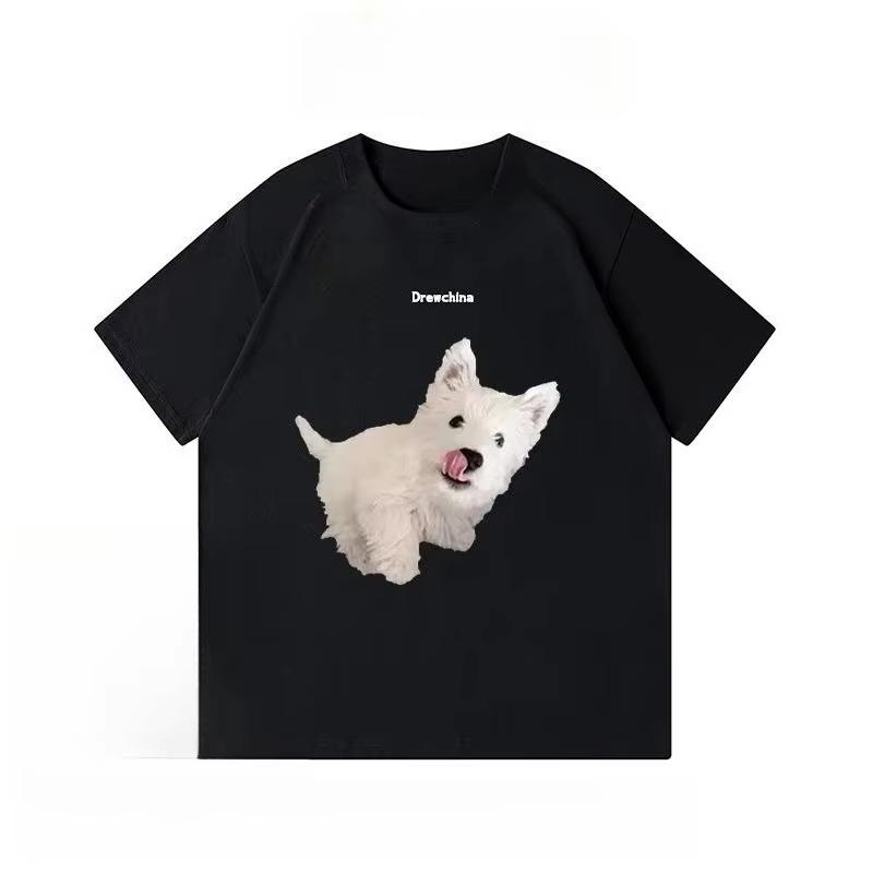 

Summer Clothes Funny Style Cartoon Puppy High Quality Comfort Cotton Short Sleeve Men s Clothing Loose and Versatile Womens Tops S