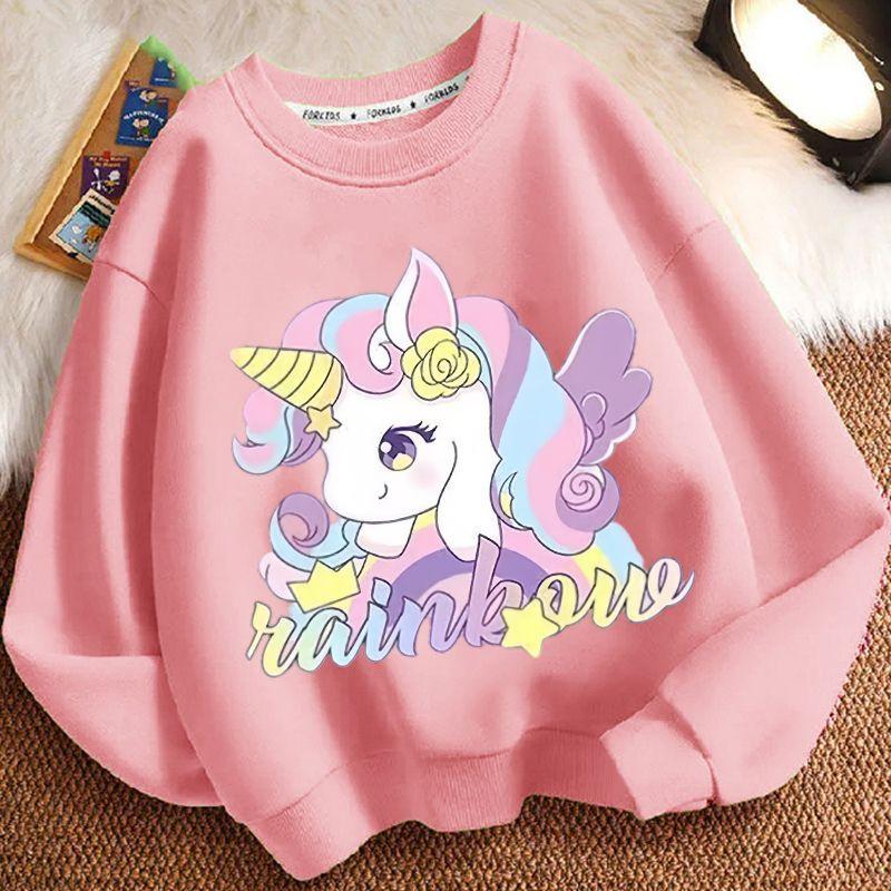Children's Cartoon Unicorn Hoodie, Long-sleeved Loose Coat for Boys and Girls Spring and Autumn