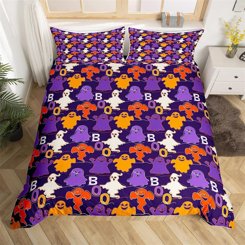 Halloween Duvet Cover Queen Boys Trick or Treat Bedding Set For Kids Teen Room Decor Microfiber Soft Sugar Skull Comforter Cover