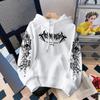 Dark Gothic letter print hooded sweater, the same street loose pullover for men and women