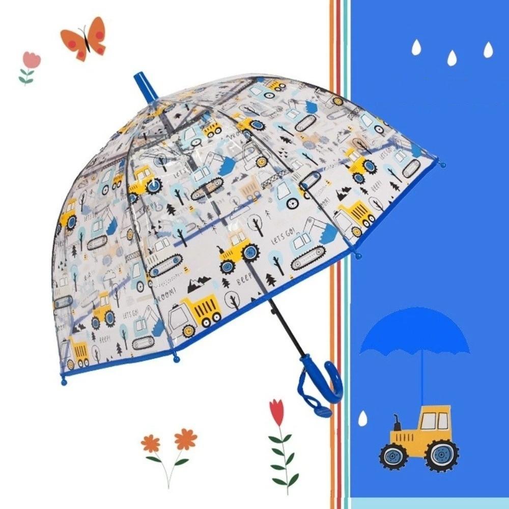 Transparent Long Handle Umbrella Easy Grip Hook Kids Umbrella Lightweight Dome Umbrella  Children