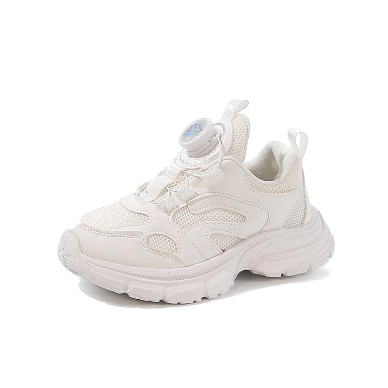 Students Sneakers Rotating Button Trendy for Boys Girls Running Shoes Mesh Breathable 2025 Brand New Kids Casual Shoes Non-slip