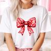 Coquette Bow Heart T Shirt Valentine Valentines Day Valentines Retro Outfits Vintage Washed Top For Everyday Wear Fashion