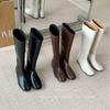 2025 European and American Style Fashionable and Simple Long Boots Versatile Winter Women's Boots Medium Heel Wedge Inner Height Increase Wide Tube H
