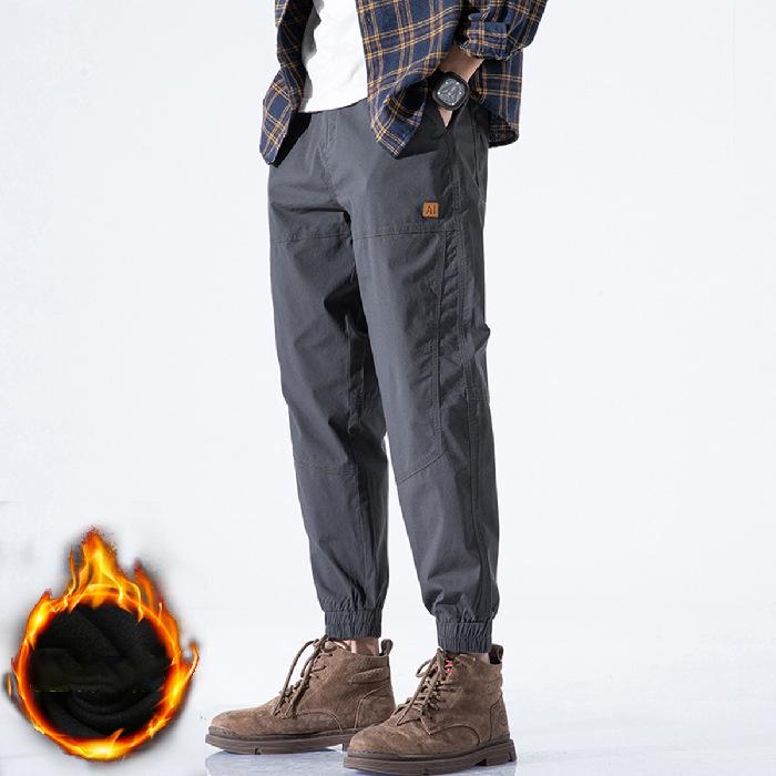 

Осень и зима 2024 года. Новые повседневные спортивные брюки для мужчин с множеством карманов, свободные прямые штаны и плюшевые рабочие брюки для мужской моды. 3XL